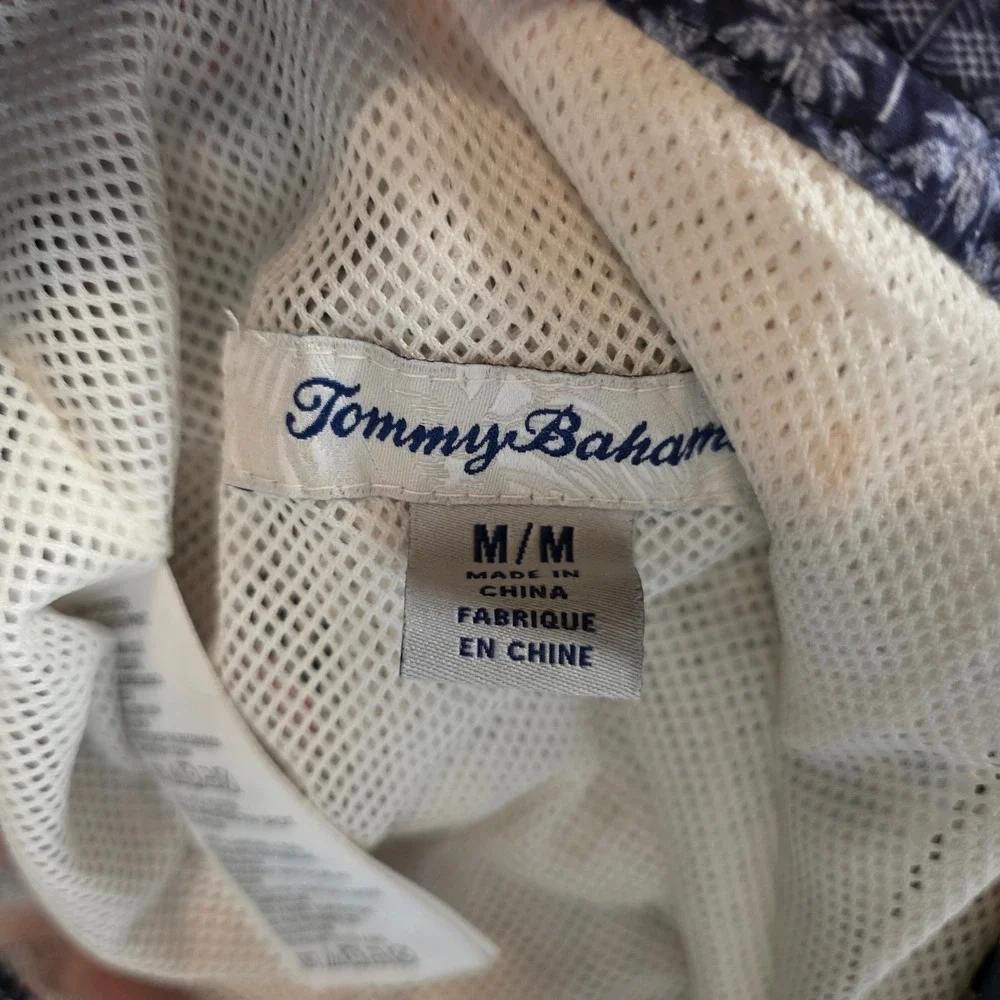 Tommy Bahama Mens Swim Trunks Size Medium Blue Coral Tropical Palm Leaf Cargo